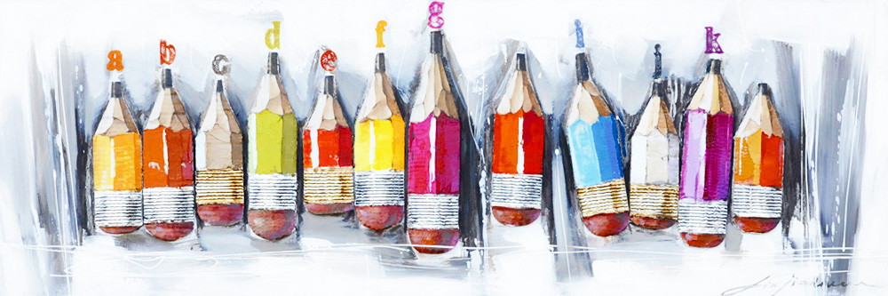 PXFC285 Wall décor art oil on canvas pop art set of crayons colourful